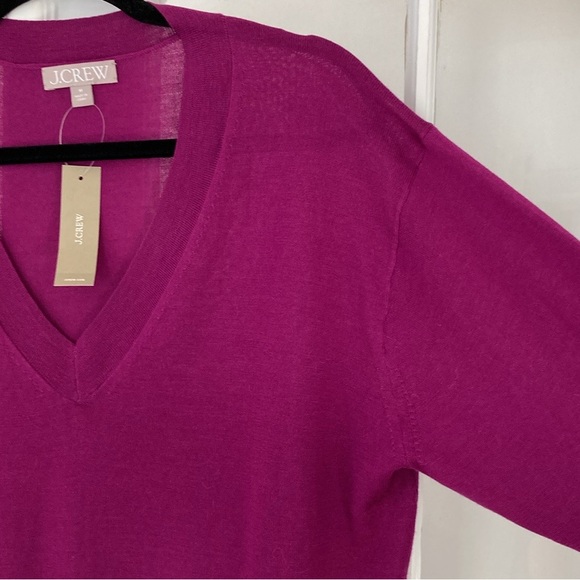 J. Crew Merino Wool V-Neck Sweater in Magenta Grape - Picture 5 of 9